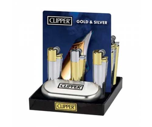 Clipper Αναπτήρας Μεταλλικός Μεγάλος - Gold & Silver Metal -  Price: 11,90€