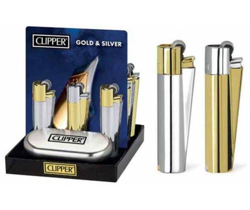 Clipper Αναπτήρας Μεταλλικός Μεγάλος - Gold & Silver Metal -  Price: 11,90€