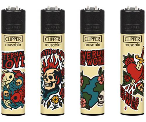 Clipper Lighter Large - New School Skulls - Price: 1,40€
