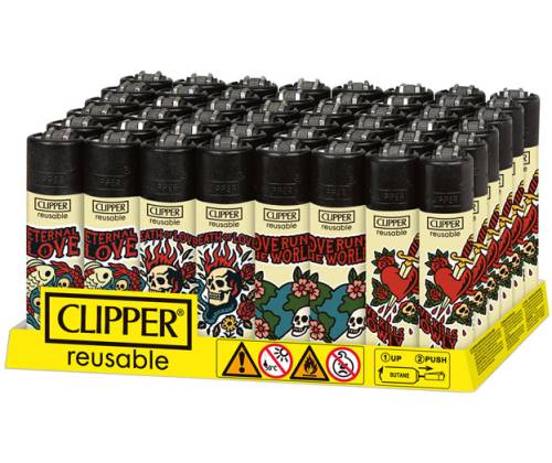 Clipper Lighter Large - New School Skulls - Price: 1,40€