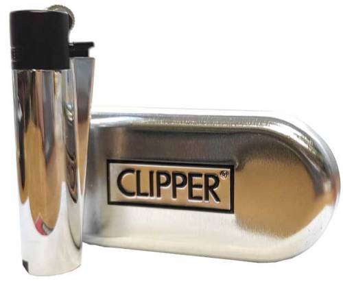 Clipper Αναπτήρας Μεταλλικός Μεγάλος - Silver & Black Metal - Τιμή: 11,90€
