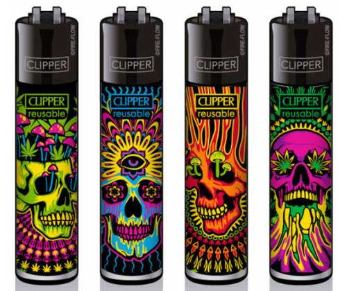 Clipper Αναπτήρας Μεγάλος - Trippy Skulls - Τιμή: 1,30€