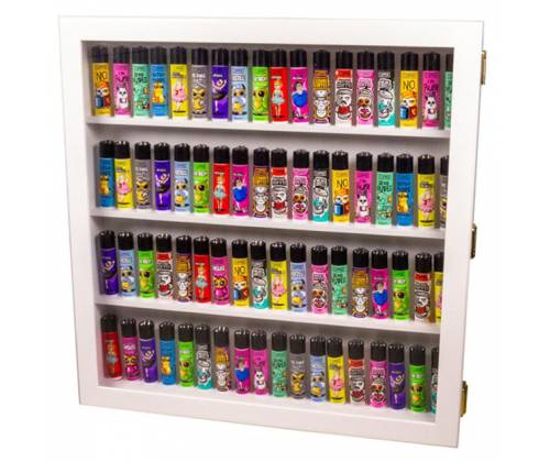 Clipper Ξύλινη Βιτρίνα Προβολής Λευκό για 72 Αναπτήρες Clipper - Τιμή: 79,50€