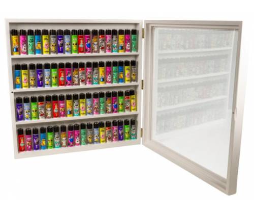 Clipper Ξύλινη Βιτρίνα Προβολής Λευκό για 72 Αναπτήρες Clipper - Τιμή: 79,50€