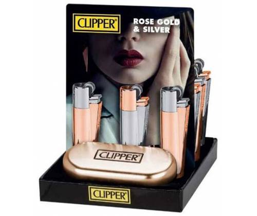 Clipper Αναπτήρας Μεταλλικός Μεγάλος - Rose Gold & Silver Metal - Τιμή: 11,90€