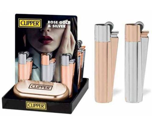 Clipper Αναπτήρας Μεταλλικός Μεγάλος - Rose Gold & Silver Metal - Τιμή: 11,90€