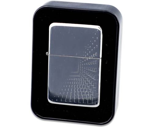 Stone Oil Lighter - Silver Rectangles in Metal Gift Box (3040) - Price: 6,80€