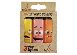 FunFlam Αναπτήρες Ηλεκτρονικοί - Faces 3τεμ.