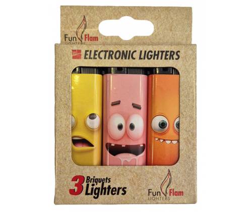 FunFlam Αναπτήρες Ηλεκτρονικοί - Faces 3τεμ. - Τιμή: 1,20€