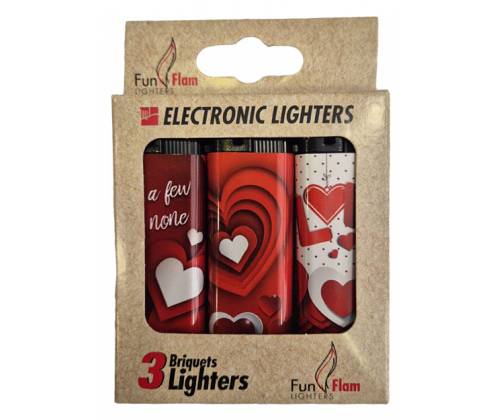 FunFlam Αναπτήρες Ηλεκτρονικοί - Love 3τεμ. - Τιμή: 1,20€