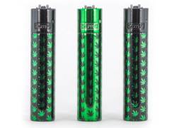 Clipper Αναπτήρας Μεταλλικός Μεγάλος - Green Mini Leaves Metal