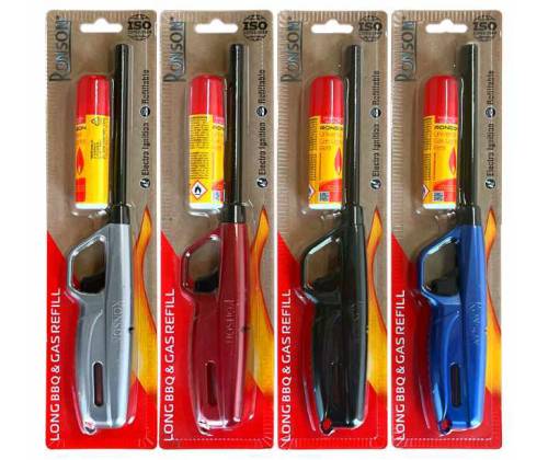 Ronson Electric Lighter Maxi Candle BBQ with Butane 18ml - Various Colors (20073) - Price: 3,20€