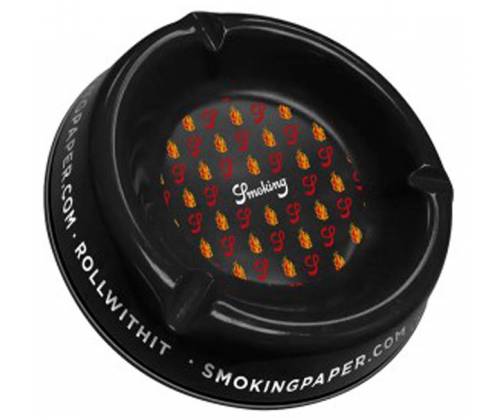 Smoking Ashtray Metallic Black Large Flames - 20cm -  Price: 6,30€