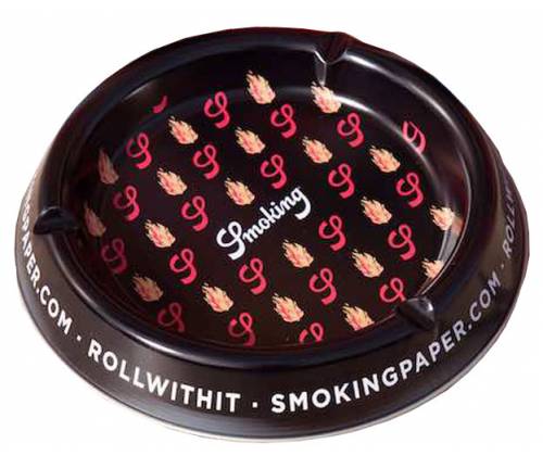 Smoking Ashtray Metallic Black Large Flames - 20cm -  Price: 6,30€
