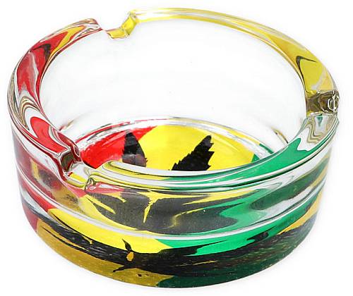Glass ashtray Transparent MD Rasta Leaf 8,5cm -  Price: 3,30€
