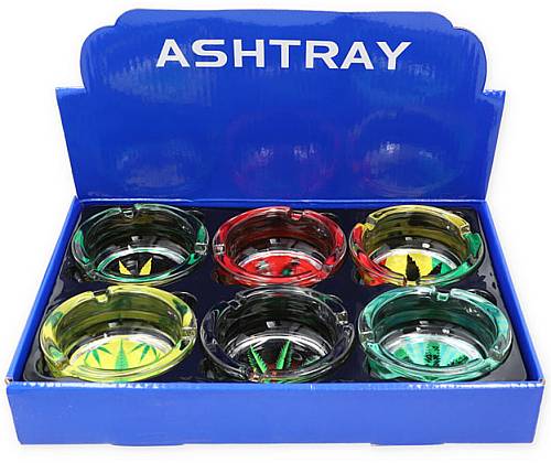 Glass ashtray Transparent MD Rasta Leaf 8,5cm -  Price: 3,30€
