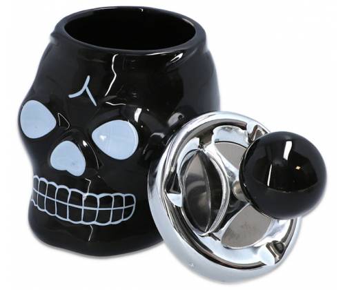 Κεραμικό Τασάκι Αντιανεμικό Spin - Σχέδιο Black Skull - Τιμή: 6,50€