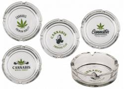 Τασάκι Γυάλινο Διαφανές Cannabis Leaf 10,5x3cm