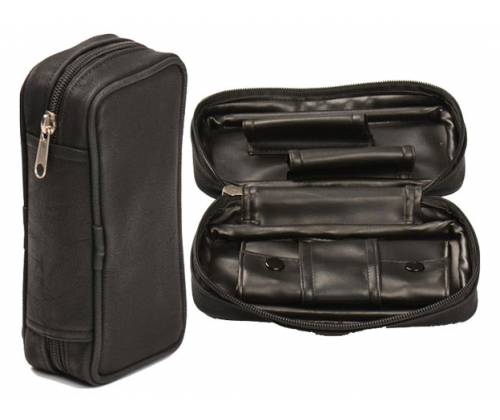 Case for 2 Tobacco Pipes Black PU Leather -  Price: 17,50€