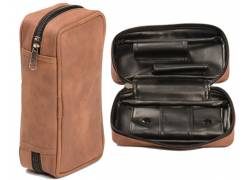 Θήκη για 2 Πίπες Καπνού Καφέ από PU Leaher