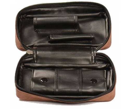 Case for 2 Tobacco Pipes Brown made of PU Leather -  Price: 17,50€