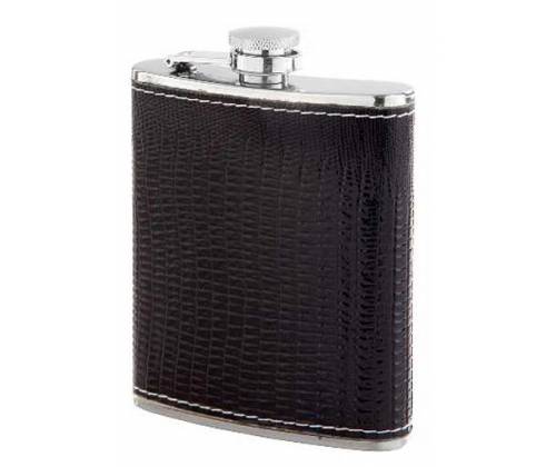 Hip Flask Φλασκί Ποτού Με Δερματίνη Μαύρο (490170) - 210ml - Τιμή: 13,50€