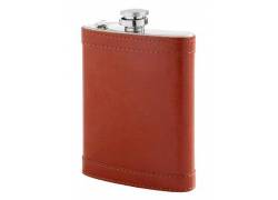 Hip Flask Φλασκί Ποτού Με Δερματίνη Καφέ (490140) - 240ml