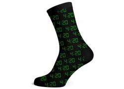 Κάλτσες Μακριές Cannabis Leaf (40-45) - Μαύρο/420 Alarm Πράσινο