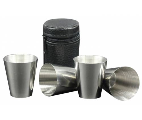 Σετ Μεταλλικά Σφηνοπότηρα με Δερμάτινη Θήκη (499970) - 4 τμχ - Τιμή: 3,80€