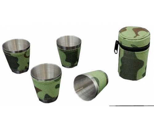 Σετ Μεταλλικά Σφηνοπότηρα Camo με Θήκη - 4 τμχ - Τιμή: 3,80€