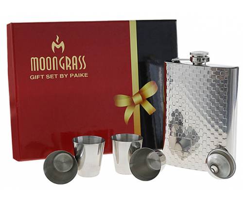 Hip Flask Set Φλασκί Ποτού με 4 Σφηνοπότηρα Chrome (F017) - 210ml - Τιμή: 16,50€