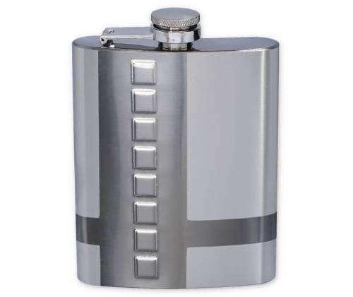Hip Flask Φλασκί Ποτού Chrome Mat Cross (F3131) - 210ml - Τιμή: 9,90€