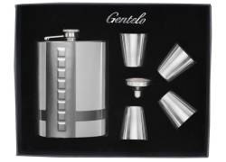 Flask Set Φλασκί Ποτού Πολυτελείας με 4 Σφηνοπότηρα Square (4118) - 240ml