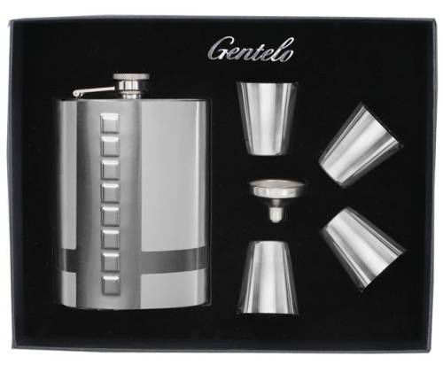 Flask Set Φλασκί Ποτού Πολυτελείας με 4 Σφηνοπότηρα Square (4118) - 240ml - Τιμή: 20,50€