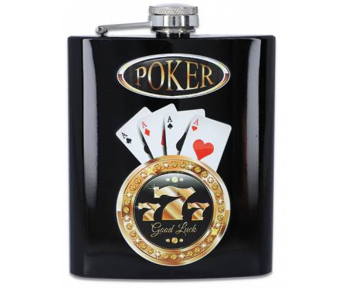 Hip Flask Φλασκί Ποτού All Black Poker 777 (F4012) - 210ml - Τιμή: 11,90€