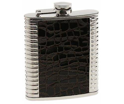 Hip Flask Φλασκί Ποτού Reptile Chrome (F007) - 210ml - Τιμή: 11,90€