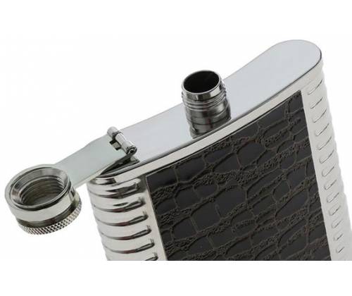 Hip Flask Φλασκί Ποτού Reptile Chrome (F007) - 210ml - Τιμή: 11,90€