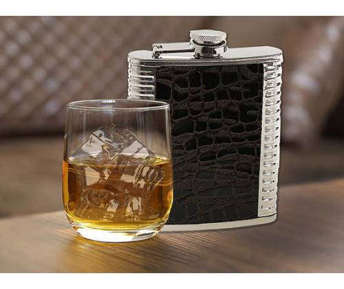 Hip Flask Φλασκί Ποτού Reptile Chrome (F007) - 210ml - Τιμή: 11,90€