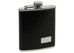 Hip Flask Φλασκί Ποτού Leather Black Μαύρο (F008) - 210ml