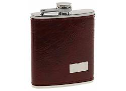 Hip Flask Φλασκί Ποτού Leather Red Brown Καφέ (F010) - 210ml