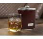 Hip Flask Φλασκί Ποτού Leather Red Brown Καφέ (F010) - 210ml - Τιμή: 11,90€