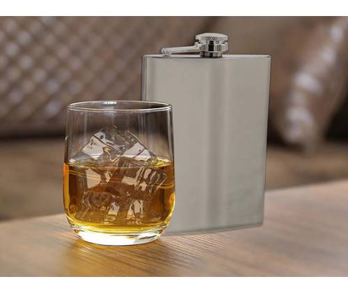 Hip Flask Φλασκί Ποτού Chrome Mat (F016) - 240ml - Τιμή: 10,50€