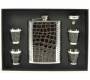 Hip Flask Set Φλασκί Ποτού με 4 Σφηνοπότηρα Chrome Croc (F018) - 240ml - Τιμή: 18,50€