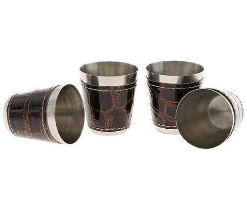 Hip Flask Set Φλασκί Ποτού με 4 Σφηνοπότηρα Chrome Croc (F018) - 240ml - Τιμή: 18,50€