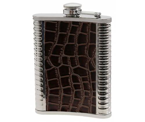 Hip Flask Set Φλασκί Ποτού με 4 Σφηνοπότηρα Chrome Croc (F018) - 240ml - Τιμή: 18,50€