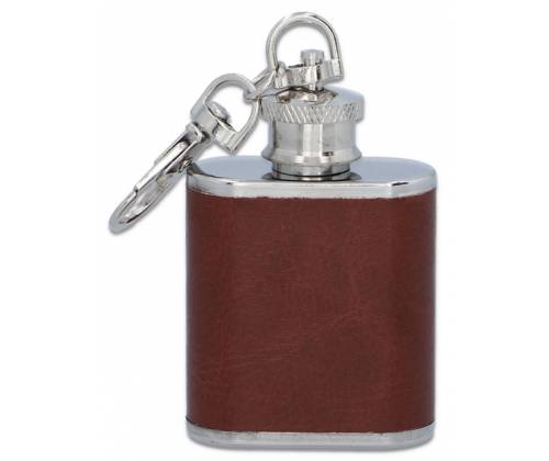 Hip Flask Φλασκί Ποτού Mini Μπρελόκ Τεχνόδερμα Καφέ - 30ml - Τιμή: 4,80€