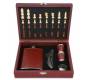Hip Flask Set Φλασκί Ποτού - Σκάκι με Σφηνοπότηρα (F4506) - 240ml Καφέ - Τιμή: 35,50€