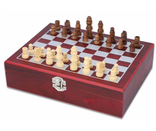 Hip Flask Set Φλασκί Ποτού - Σκάκι με Σφηνοπότηρα (F4506) - 240ml Καφέ - Τιμή: 35,50€