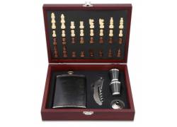 Hip Flask Set Φλασκί Ποτού - Σκάκι με Σφηνοπότηρα (F4519) - 240ml Μαύρο