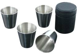 Σετ Σφηνοπότηρα με Δερμάτινη Θήκη MAXI Double Shot (7002) - 4 Τεμάχια